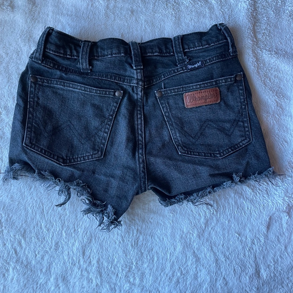 Wrangler Women's Black Jean Shorts with Frayed Hem